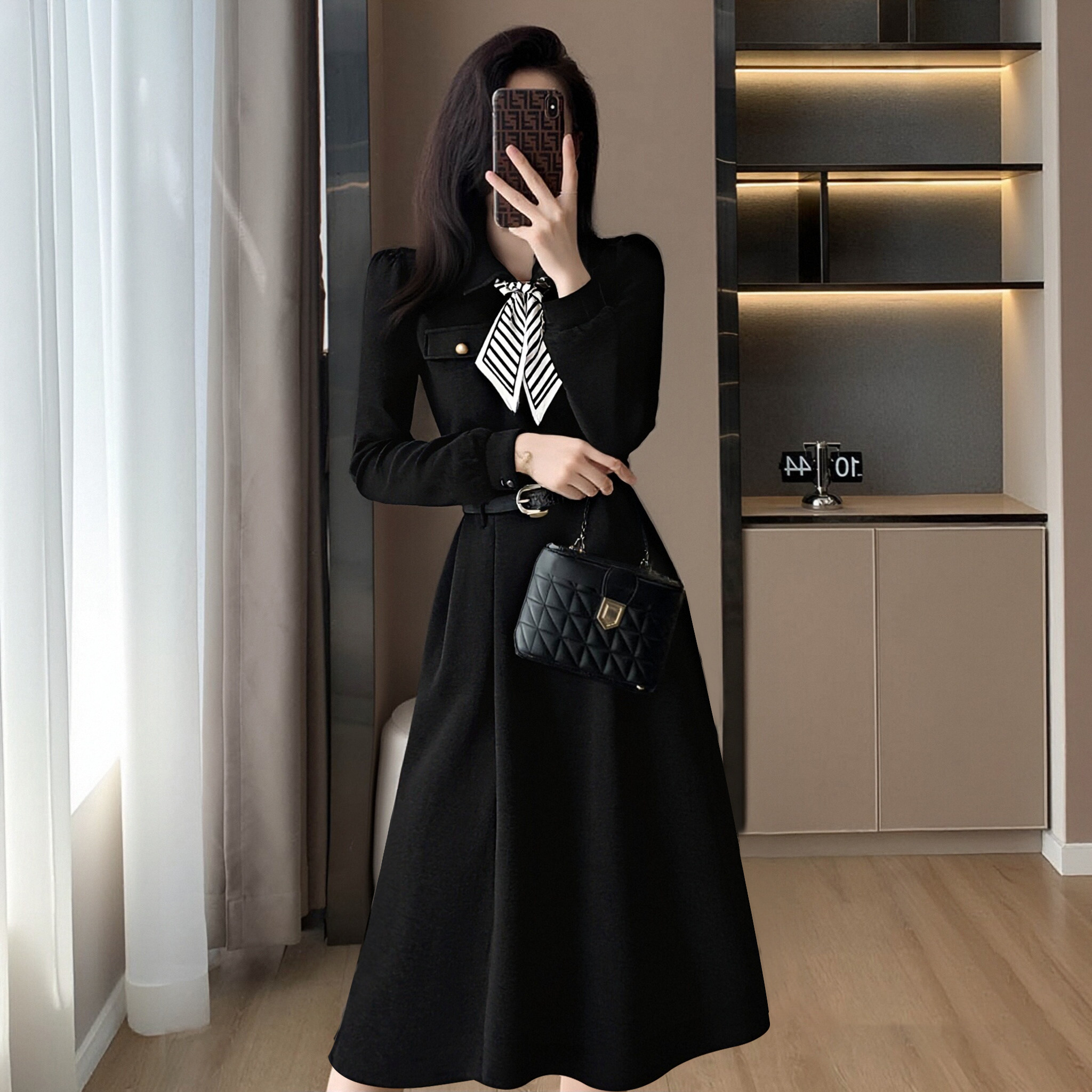 送腰带送领带连衣裙女2026新款春秋轻奢高级感a字裙TX0032