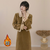 2026新款 加绒加厚小香风时尚 套装 高级感短外套半身裙两件套2433