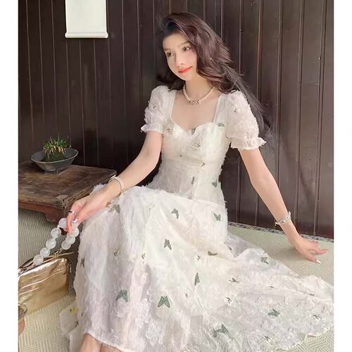 有里布网纱气质显瘦仙女裙2026夏季新款收腰法式连衣裙D1864