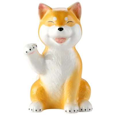 可爱陶瓷柴犬招财大摆件