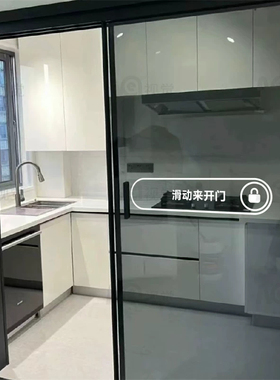 滑动开门创意推拉玻璃门腰线贴纸高级厨房阳台办公室双开门防撞贴