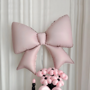 气球周岁生日布置新款大号蝴蝶结暮光粉芭蕾风女孩派对场景装饰