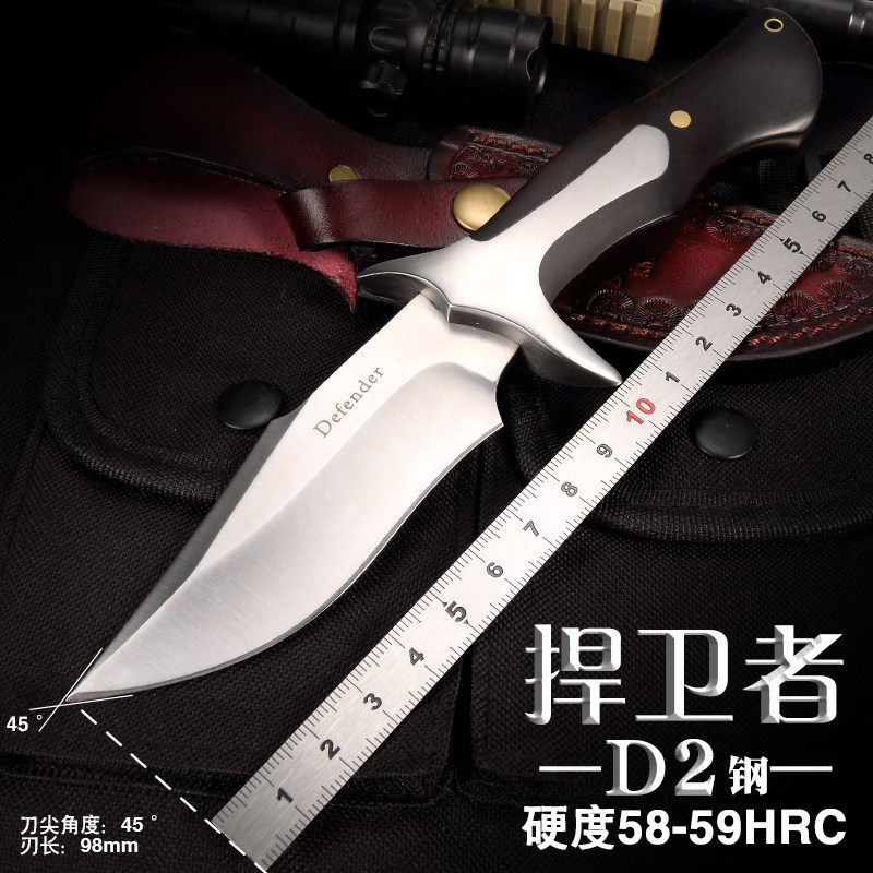 夜骑士户外防身刀具高硬锋利D2钢刀开刃随身荒野求生装备生存小刀
