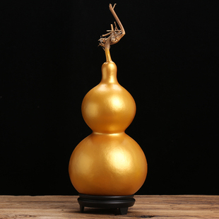 天然葫芦摆件挂件客厅玄关财位金色大中小号客厅摆设门头挂件装 饰