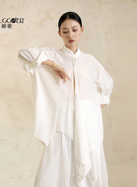柳歌舞蹈服古典舞形体长袖上衣飘逸白色衬衫套装现代中国舞练功服