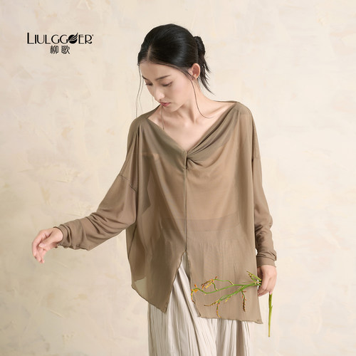 柳歌现代舞宽松飘逸长袖罩衫