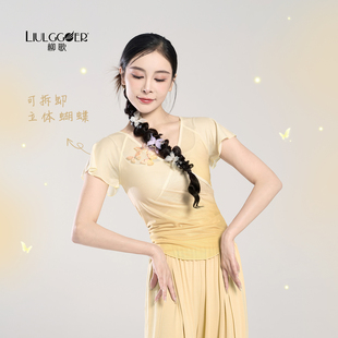 中国舞练功服女 蝴蝶纱衣2026新款 柳歌古典舞服装 渐变色身韵服短袖