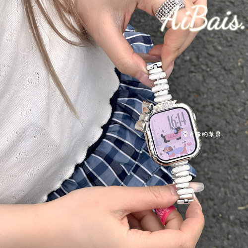 《奶雾豆珠》春夏金属适用iwatchs11苹果手表10表带applewatch9女