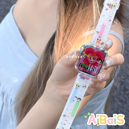 《小女警》夏季适用iwatchs11苹果手表10表带applewatch9透明打印