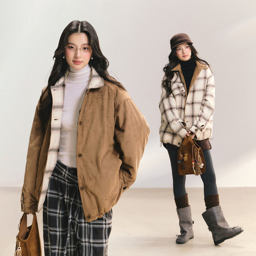 FPMZ摩登格调正反穿麂皮绒棉服