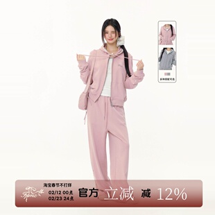 FPMZ蝴蝶结飞鸟系列满印蝴蝶结长袖卫衣套装蕾丝边连帽开衫外套