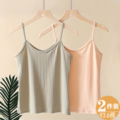 纯色棉质夏防透基础小吊带背心女内搭黑色防走光打底吊带抹胸大码