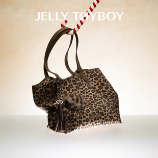 JTB空集豹纹托特包.秋冬新款豹纹包包女大容量单肩大包通勤托特包