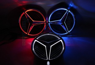 奔驰GLA E级GLKC200L E260L ML GLC CLA改装中网大标带灯发光车标