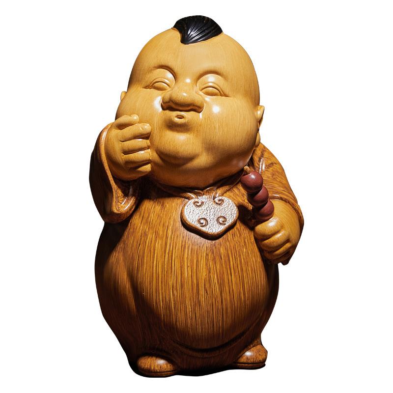 创意地主家的傻儿子中式装饰摆件仿竹根木雕塑人物高端古风工艺品
