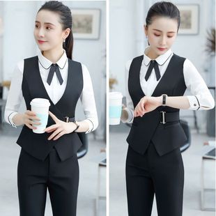 餐饮经理工装女西服马甲女套装长袖秋冬装酒吧酒庄餐厅领班工作服