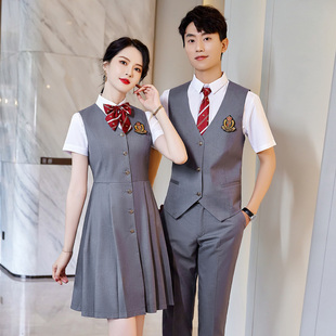 职业马甲套装男女同款KTV酒店服务员修身工作服银行马夹工装制服