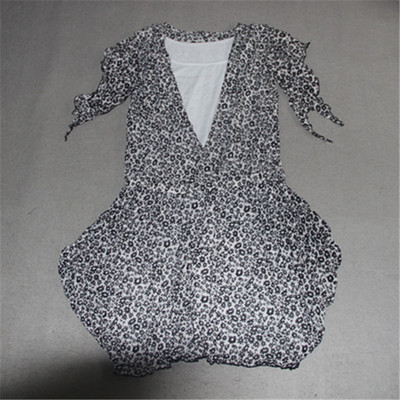 春夏新品印花圆领收腰显瘦蚕茧