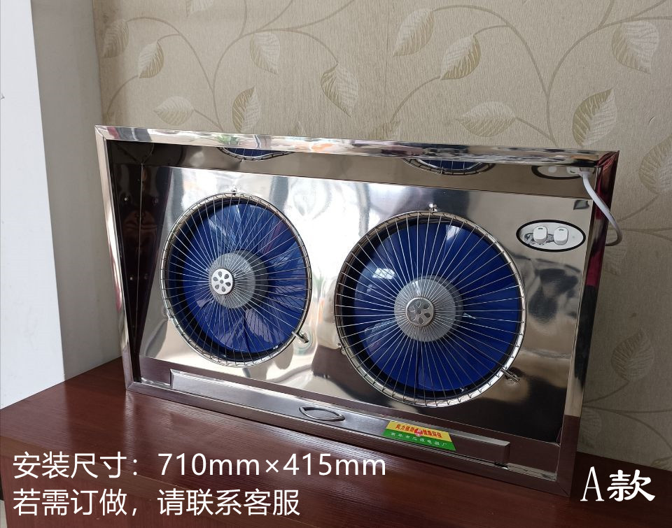 闽源排气扇厨房窗式不锈钢抽油吸烟双风电机连体强力三家用离换气