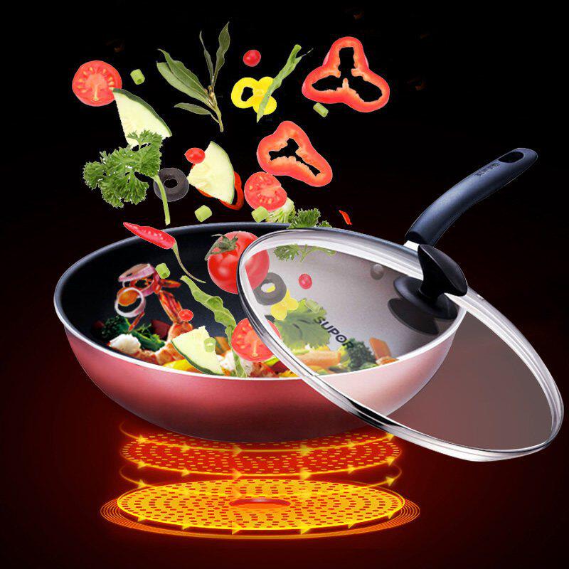 苏泊尔炒锅 不粘锅少油烟燃气灶明火家用炒菜锅送木铲pc30s3