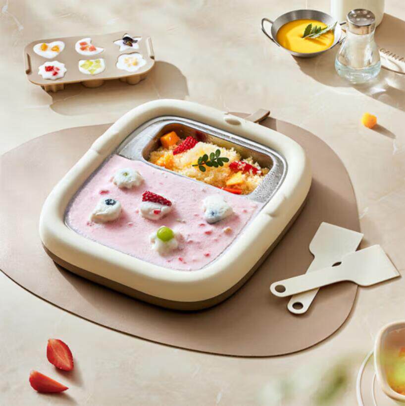 小熊炒冰机CX-JE028家用儿童不锈钢小型自制diy免插电冰淇淋盘酸