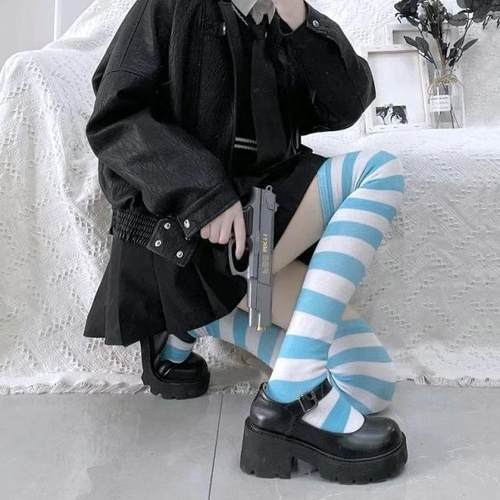高筒袜猫爪黑白条纹cos过膝