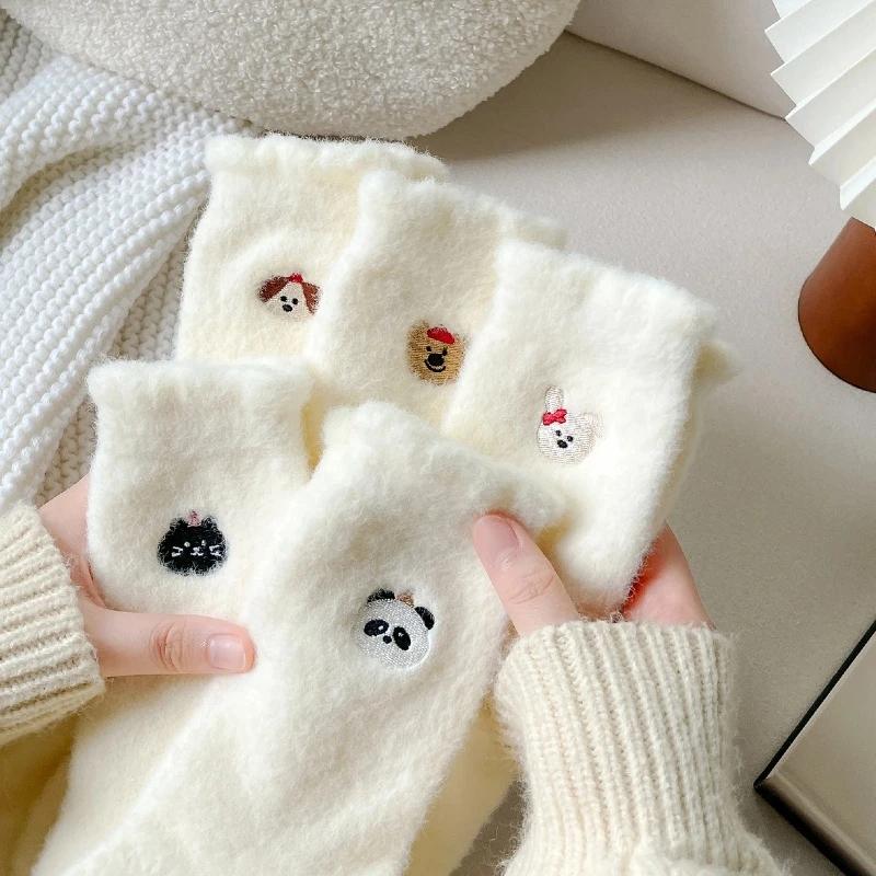 水貂绒厚袜子可爱中筒袜