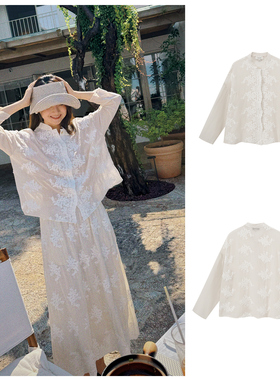 NW80EN 《Vorfreude》绣花开襟宽松休闲小衫立领气质通勤长袖衬衫