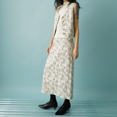 显瘦半身裙女装 NW80EN 棉双面提花半裙气质优雅华丽高腰A字中长款