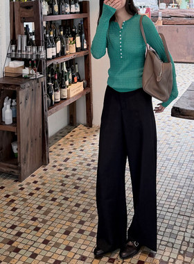 NW8 0EN《Sobremesa》垂感解构阔腿裤气质简约宽松通勤百搭长裤女