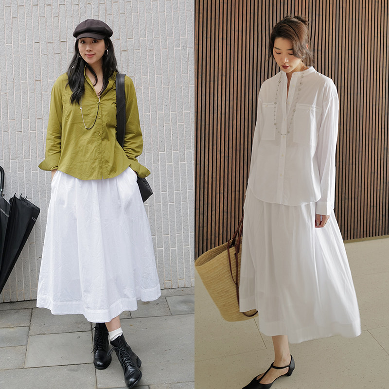 设计师原创立领宽松棉衬衣