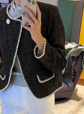 NW8 0EN 《Serendipity》小香风外套 游花贝壳手工肌理羊毛短女