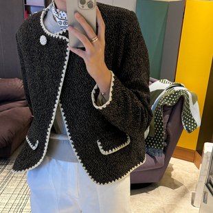 NW8 0EN 《Serendipity》小香风外套 游花贝壳手工肌理羊毛短女