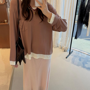 设计师原创拼接假两件T恤