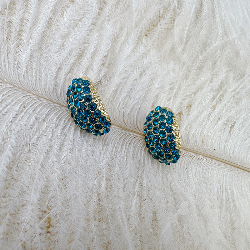 蓝色满钻耳饰韩国奢华耳钉耳环耳饰潮人女精致简约水钻【C017】,饰品/流行首饰/时尚饰品新,耳钉,淘宝优惠券,粉丝福利购,淘宝优惠卷