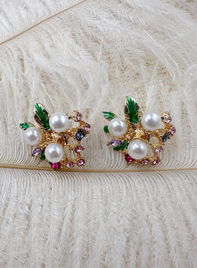 珍珠花朵耳钉精致优雅甜美百搭女耳饰品气质无耳洞耳夹【C413】