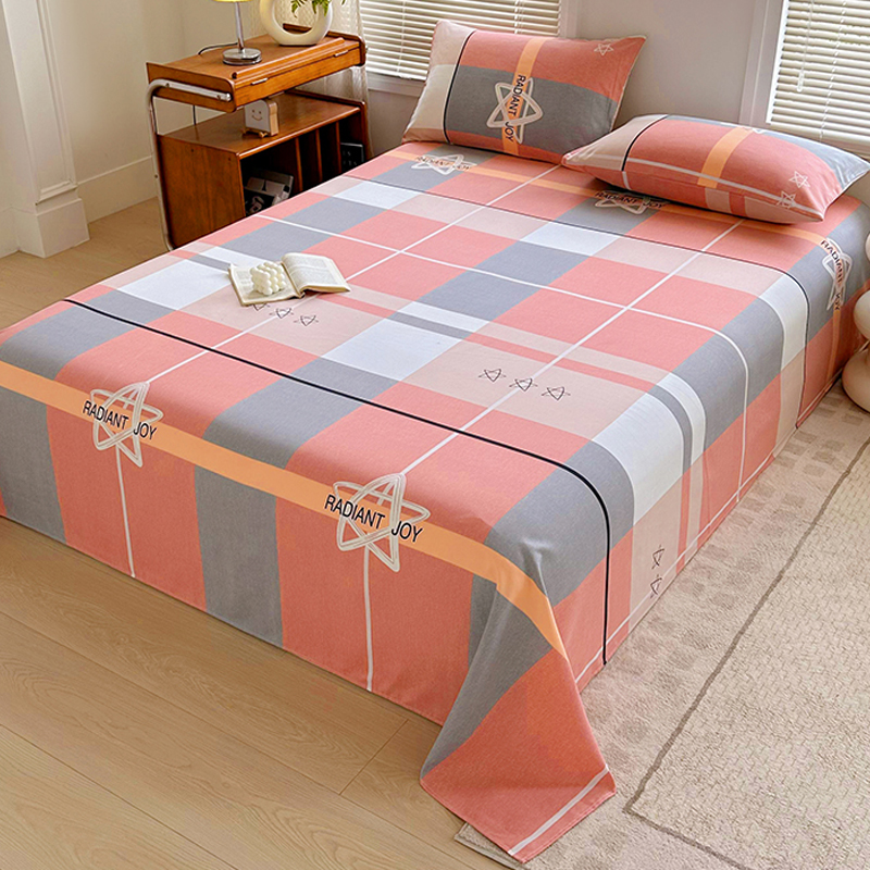 水洗棉床单件学生宿舍单人双人家用被单枕套三件套加厚磨毛炕单