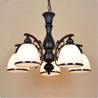 欧式铁艺吊灯简约田园客厅餐厅卧室书房楼梯间3568头美式复古灯饰