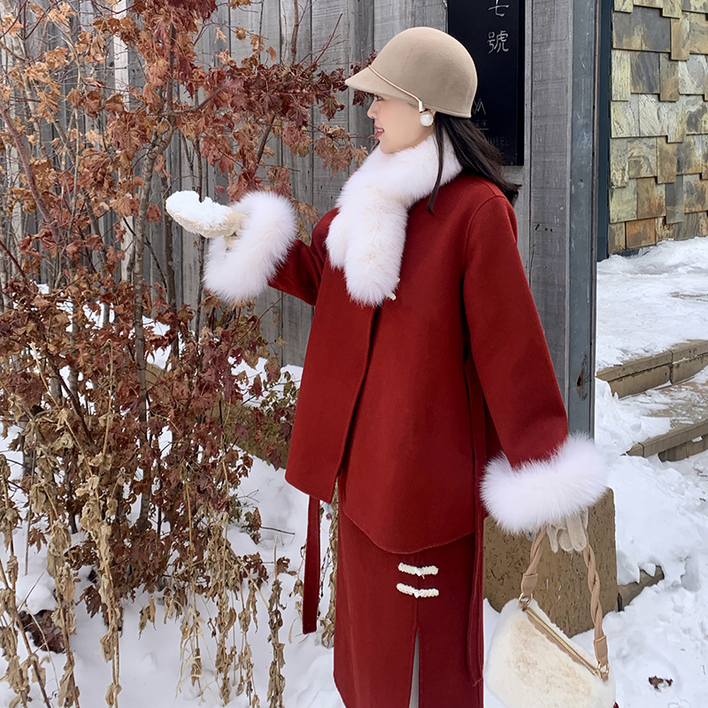 王寒嫣《初雪流年》新年战衣~国风复古新中式双面呢套装女冬 女装/女士精品 时尚套装 原图主图