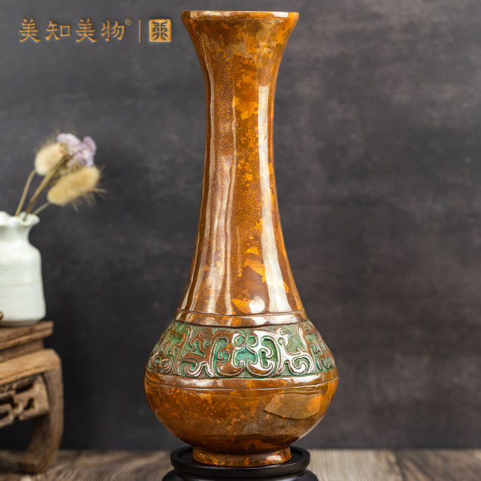 【大师手作】长颈瓶云南斑铜工艺品家居客厅装饰柜铜工艺品摆件