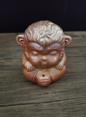 柴烧香插摆件茶宠小灵猴可爱茶玩家用茶室禅意香插悟空猴子小摆件