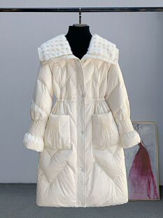 2025冬季新款高级感翻领时尚气质西装领羽绒服女中长加厚外套