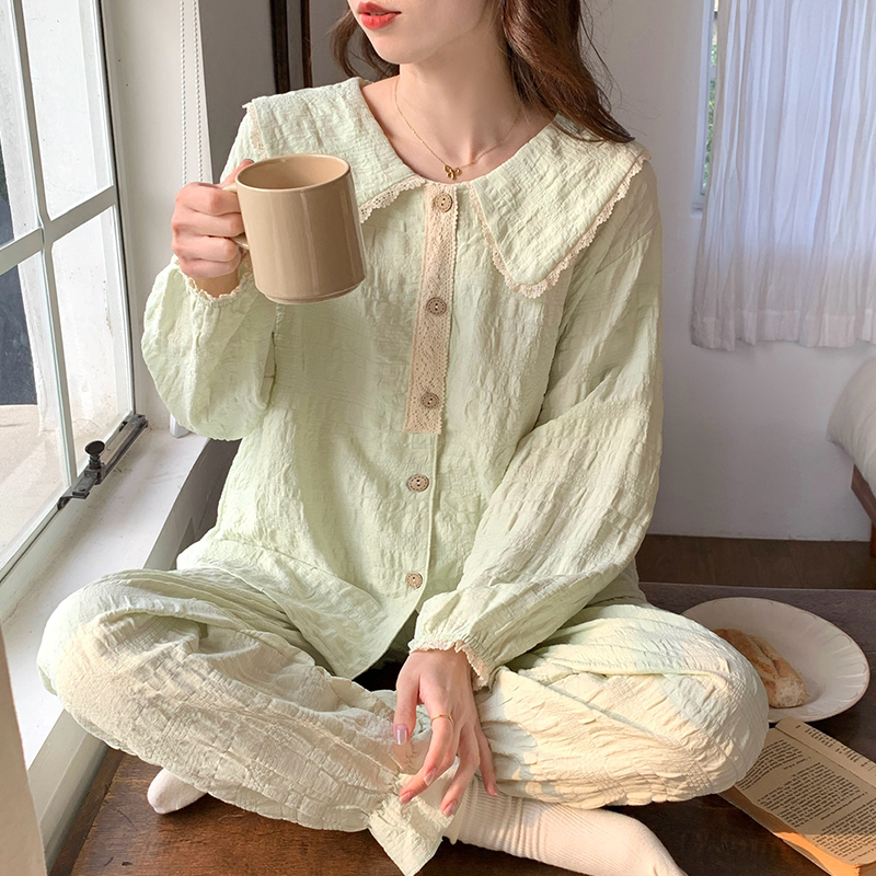 外穿束脚纯色防风冬季睡衣套装