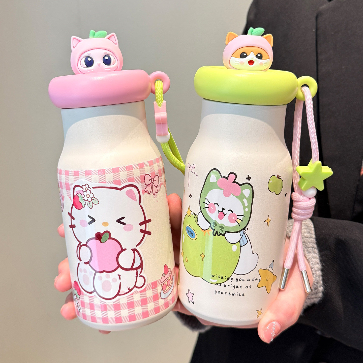 可爱保温杯儿童水杯女生高颜值2026新款咖啡杯学生吸管杯子带茶仓