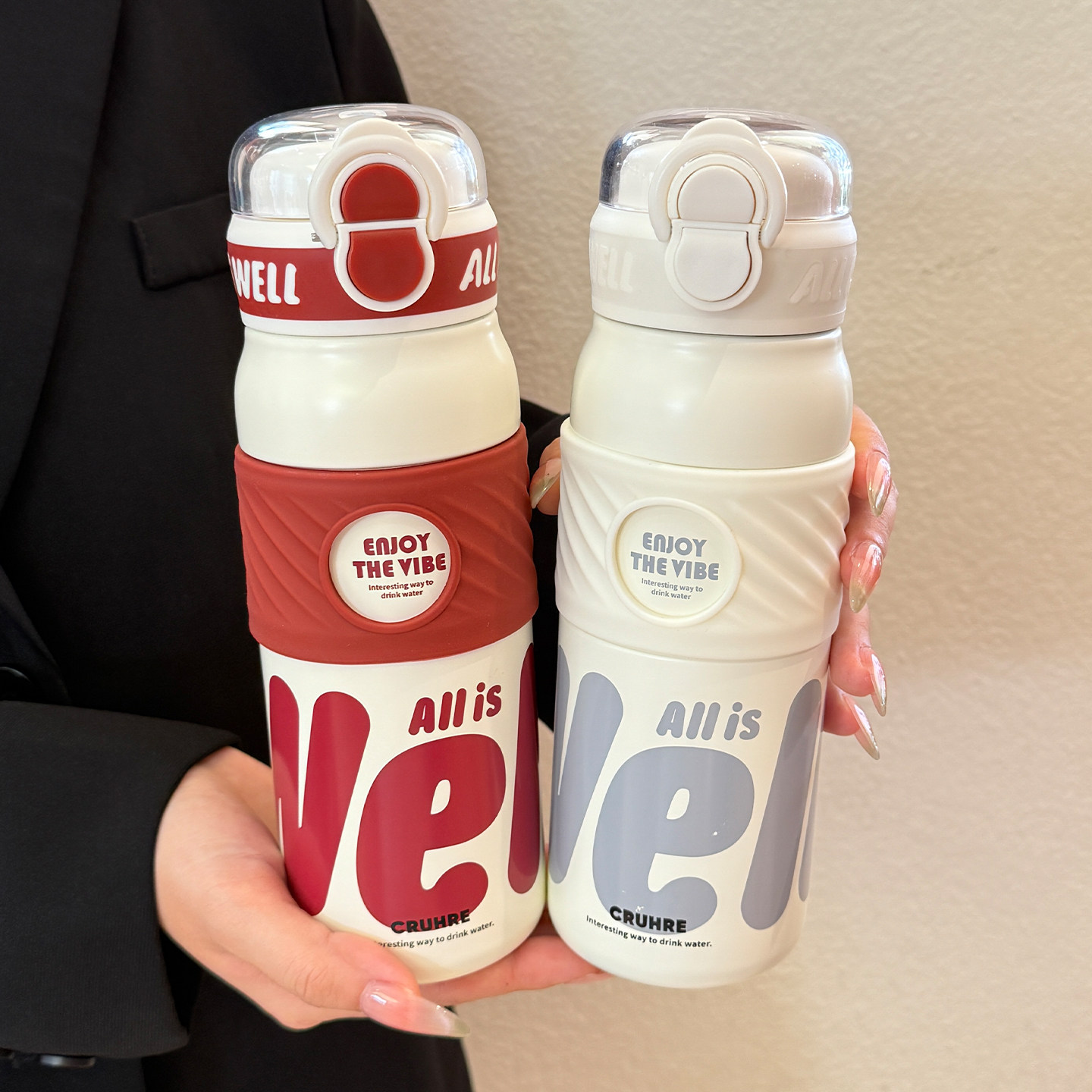 双饮保温杯316不锈钢男女生高颜值大容量运动水杯初中生上学专用