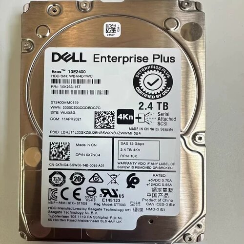 DELL 0X7NC4 ST2400MM0159 2.4T 10K SAS 4Kn SC 康贝 存储硬盘