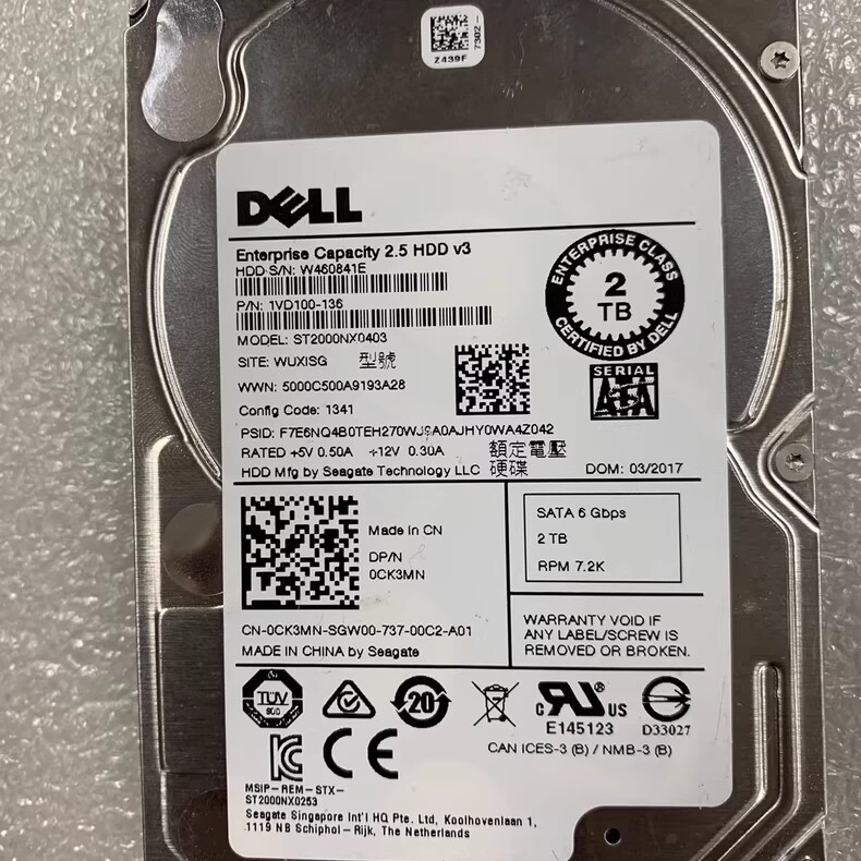 DELL 0CK3MN ST2000NX0403 2T SATA 7.2K 6G 2.5 CK3MN服务器硬盘 - 实物图