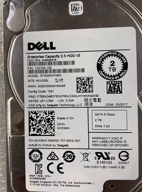DELL 0CK3MN ST2000NX0403 2T SATA 7.2K 6G 2.5 CK3MN服务器硬盘