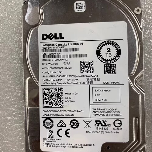 DELL 0CK3MN ST2000NX0403 2T SATA 7.2K 6G 2.5 CK3MN服务器硬盘