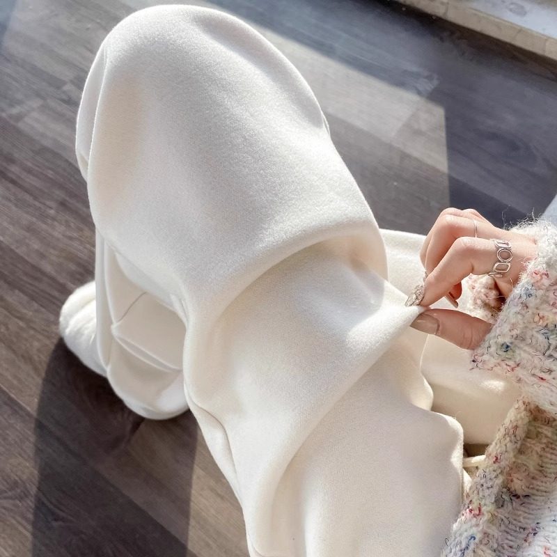 白色高腰阔腿裤女秋冬季2025新款加绒休闲垂感百搭毛呢糯米直筒裤,女装/女士精品,大码裤装,淘宝优惠券,粉丝福利购,淘宝优惠卷